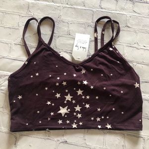 Sadie & Sage double strap crop star‎ print tank top bralette  size Small